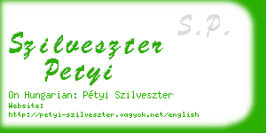 szilveszter petyi business card